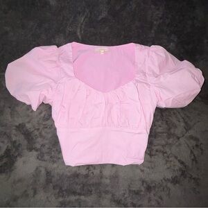 Women's Pink Puff Sleeve Top
